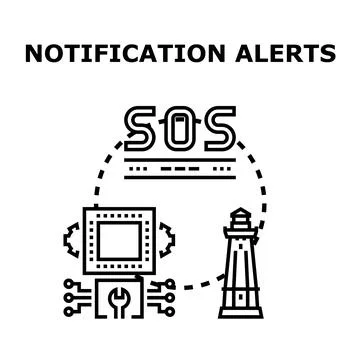 Notification alerts receiving problem fixing concept Stock Illustration