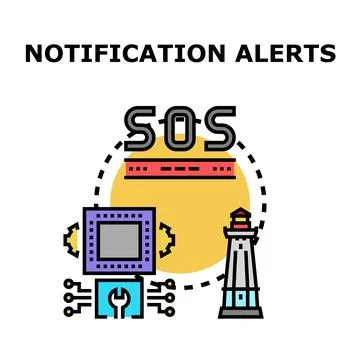 Notification alerts receiving problem fixing concept Stock Illustration