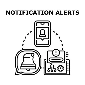 Notification alerts technology receiving digital messages concept Stock Illustration