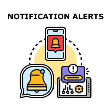 Notification alerts technology receiving digital messages concept Stock Illustration