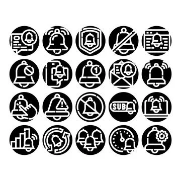 Notification and alert icon collection for interface design Stock Illustration