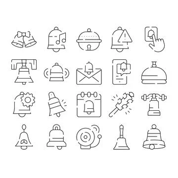 Notification and bell icon collection with various alarms Stock Illustration