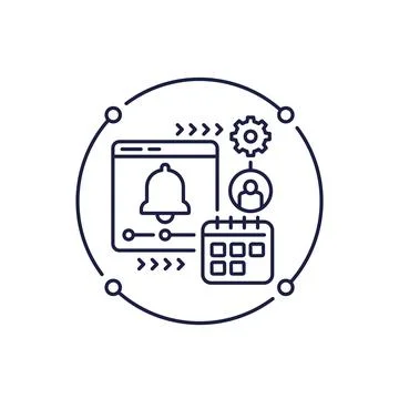 Notification and schedule icon in line design Stock Illustration