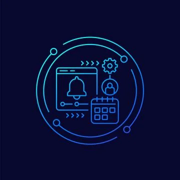 Notification and schedule icon, linear design Stock Illustration
