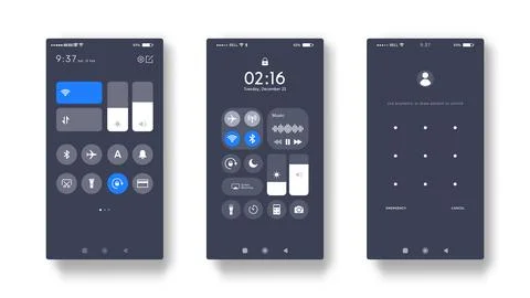 Notification bar control view on modern smartphone. notification control. s.. Stock Illustration