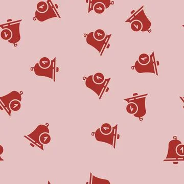 Notification bell alert glyph vector seamless pattern Stock Illustration