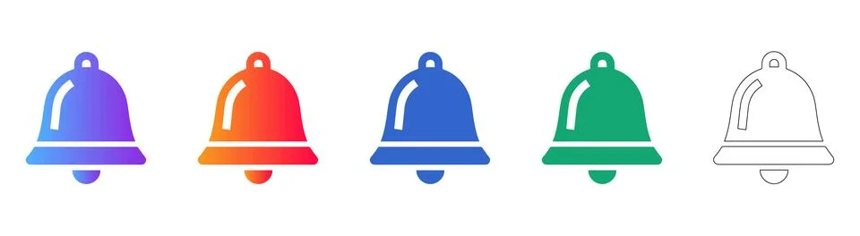 Notification Bell Alert Icon Set Stock Illustration