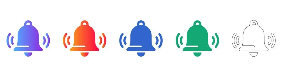 Notification Bell Alert Icon Set Stock Illustration