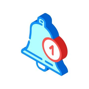 Notification bell alert isometric icon vector illustration Stock Illustration