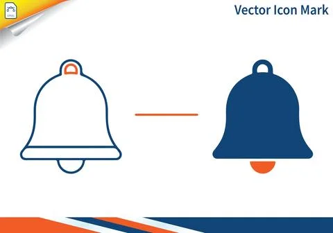 Notification bell alert symbol vector icon in line and filled. Ilustração Stock
