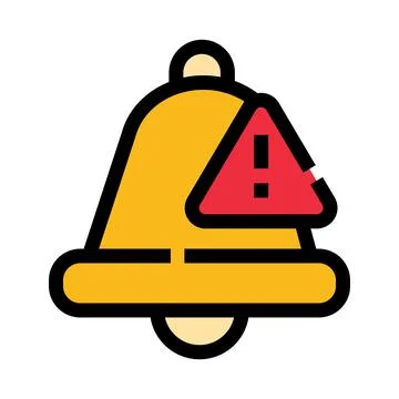 Notification bell with alert warning exclamation mark icon Stockillustratie