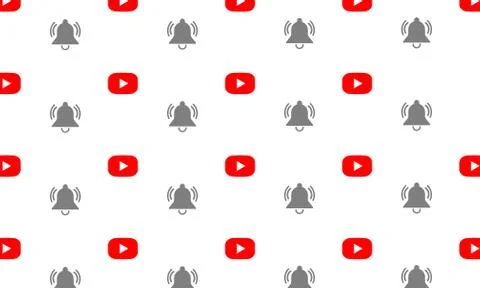 Notification bell and media player icon flat background in modern colour desi Stock Illustration