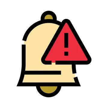 Notification bell with caution sign attention alert Stock Illustration