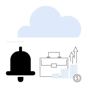 Notification Bell, Cloud Storage, and Business Growth Elements Stock Illustration