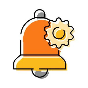 Notification bell with cogwheel for alert settings Stock Illustration