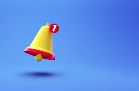 Notification bell creative concept. Cartoon Minimal Orange Ringing bell icon  Stock Photos