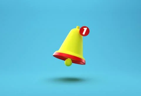 Notification bell creative concept. Cartoon Minimal Orange Ringing bell icon  Stock Photos