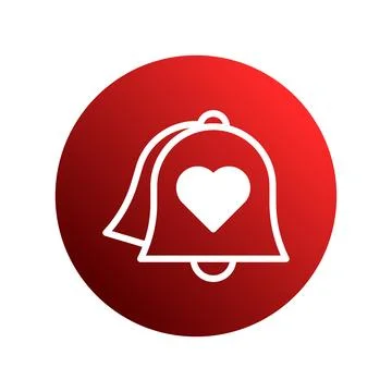 Notification bell with heart icon on red circle backdrop symbolizing love a.. Stock Illustration