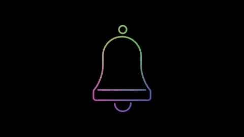 Notification bell icon with alert ringing signal, Bell icon animation on bl.. Stock Footage 304023503