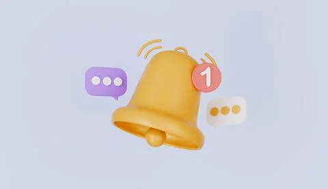 Notification bell icon with bubble speech, alarm icon for new message sign Stock Illustration