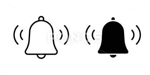 Notification bell icon for design projects and web UI Illustrazione stock