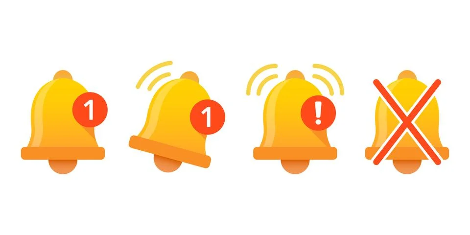 Notification bell icon in flat style. Incoming inbox message vector illustr.. Stock Illustration
