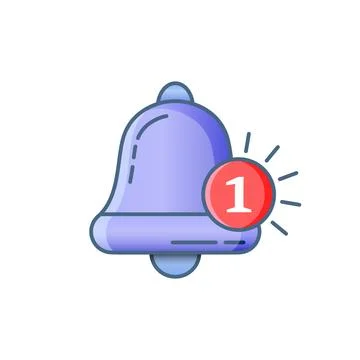 Notification bell icon in flat style. Incoming inbox message vector illustr.. Stock Illustration