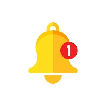 Notification bell icon in flat style. Incoming inbox message vector illustr.. Stock Illustration
