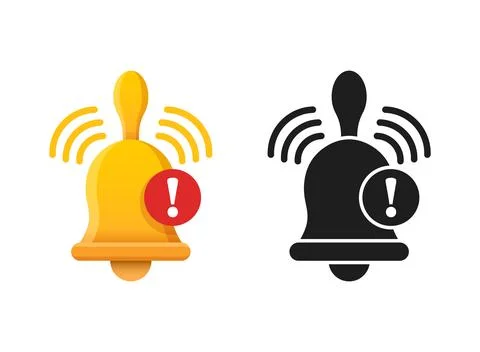 Notification bell icon in flat style. Incoming inbox message vector illustr.. Stock Illustration