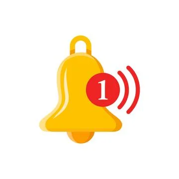 Notification bell icon in flat style. Incoming inbox message vector illustr.. Stock Illustration