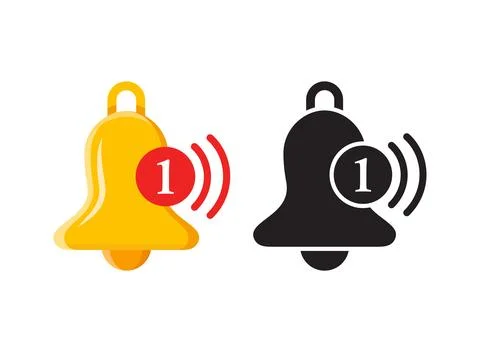 Notification bell icon in flat style. Incoming inbox message vector illustr.. Stock Illustration