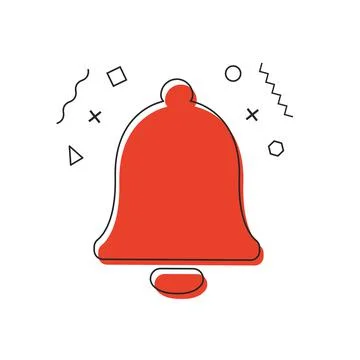 Notification bell icon with geometric shapes on white background. Alarm symbol Stock Illustration