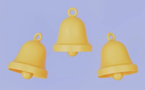 Notification bell icon for interface web design symbol 3d illustration Stock Illustration