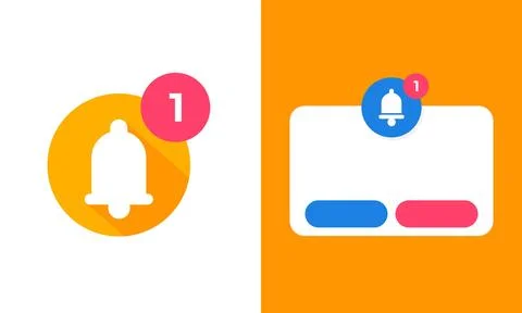 Notification Bell Icon With Message Badge For Mobile App Interface Layout Stock Illustration