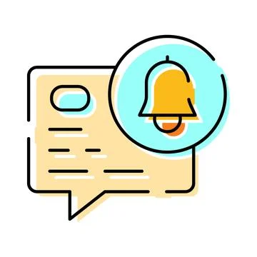 Notification bell icon with message speech bubble Stock Illustration