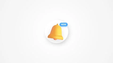 Notification bell icon with a new badge animating on a clean white background 動画素材 344773420