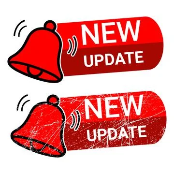 Notification Bell Icon with New Update Alert Message Illustrazione stock