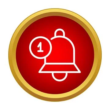 Notification bell icon with one new message alert Illustrazione stock
