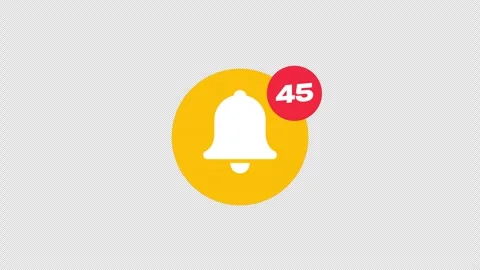 Notification Bell Icon with Rapidly Increasing Counter on Transparent Background 库存影片 347191931