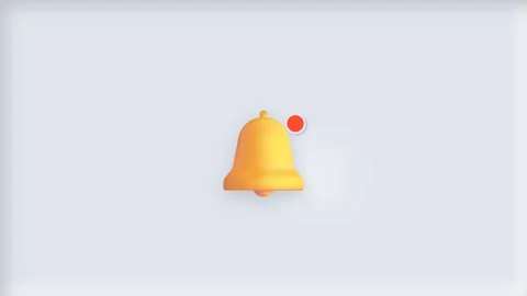 Notification bell icon with a red alert dot rendered 動画素材 344773463