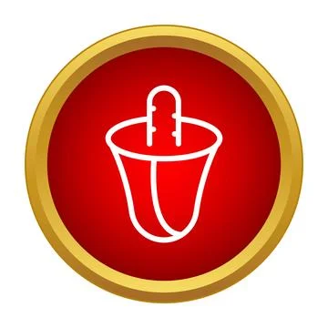 Notification bell icon on red and gold button 库存插图