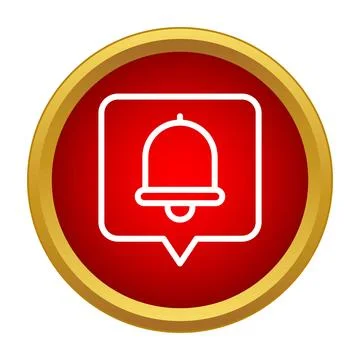 Notification bell icon in red button design 스톡 일러스트