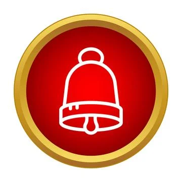 Notification bell icon on red circle button Stock Illustration