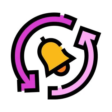 Notification bell icon with repeat cycle arrows Stock Illustration