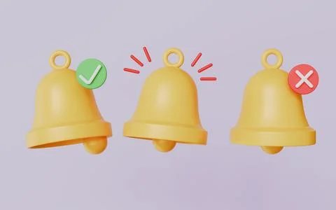 Notification bell icon set, Alarm clock and smartphone alert or new message Illustrazione stock