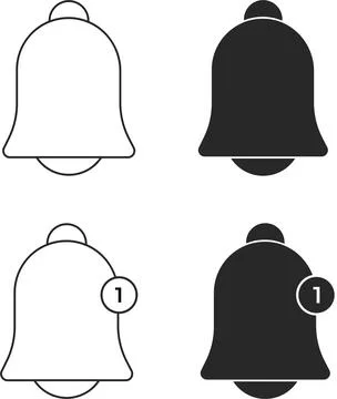 Notification Bell Icon Set with Alert Badge Indicators Stock Illustration