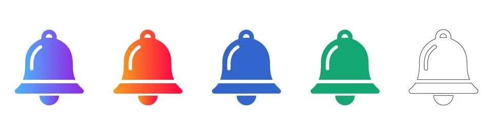 Notification Bell Icon Set for Alerts and UI Illustrazione stock