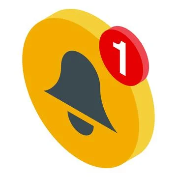 Notification bell icon showing one new message on yellow background Stock Illustration