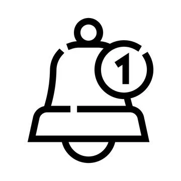 Notification bell icon showing one new message alert Stock Illustration