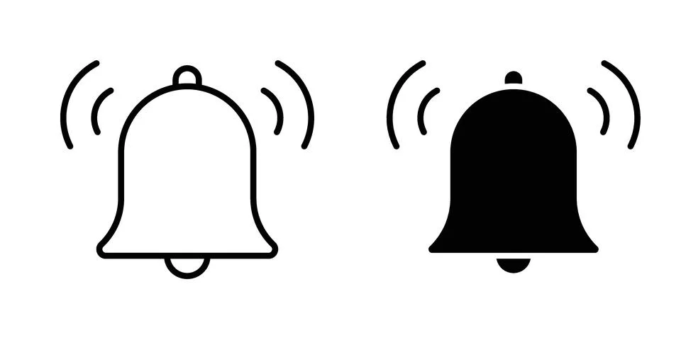 Notification bell icon vector concepts, line and silhouette style Stock Illustration